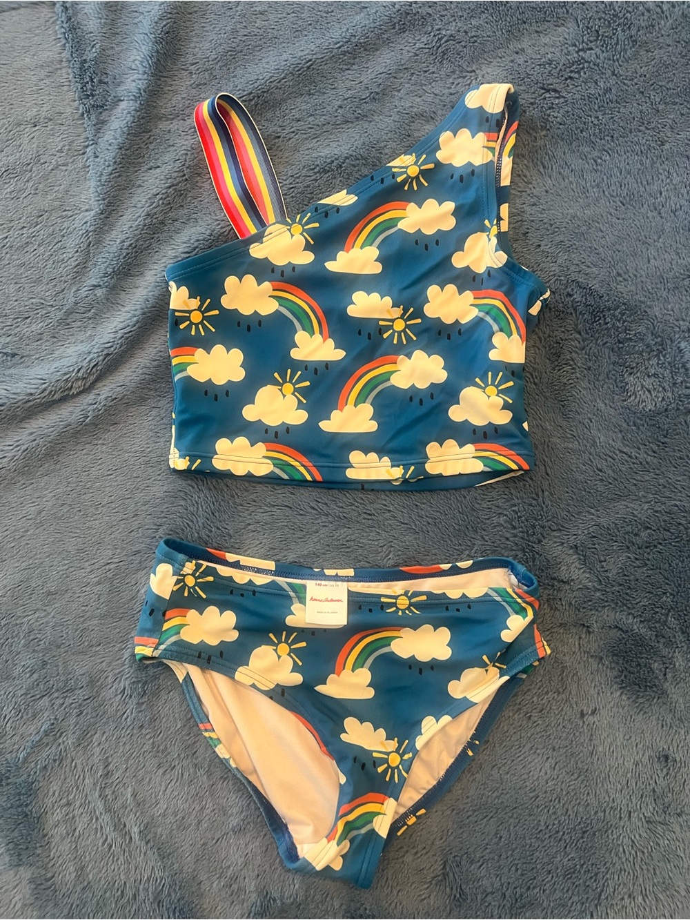 Hannah Anderson Rainbow Cloud One-Shoulder Bikini - Blue